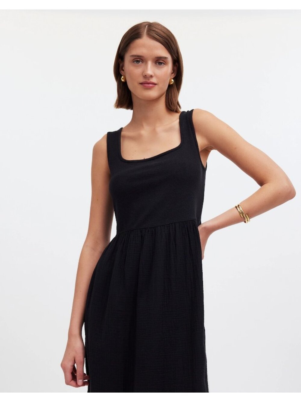 Madewell Knit Tank Midi Dress Women’s Small True Black Mixed Media Cotton EUC - Picture 16 of 16